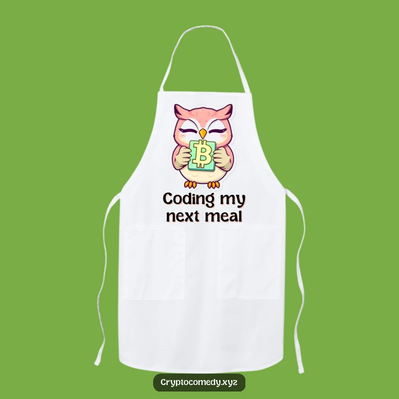 Funny Winking Owl Crypto Apron - Chef's Hilarious Blockchain Kitchen Gift