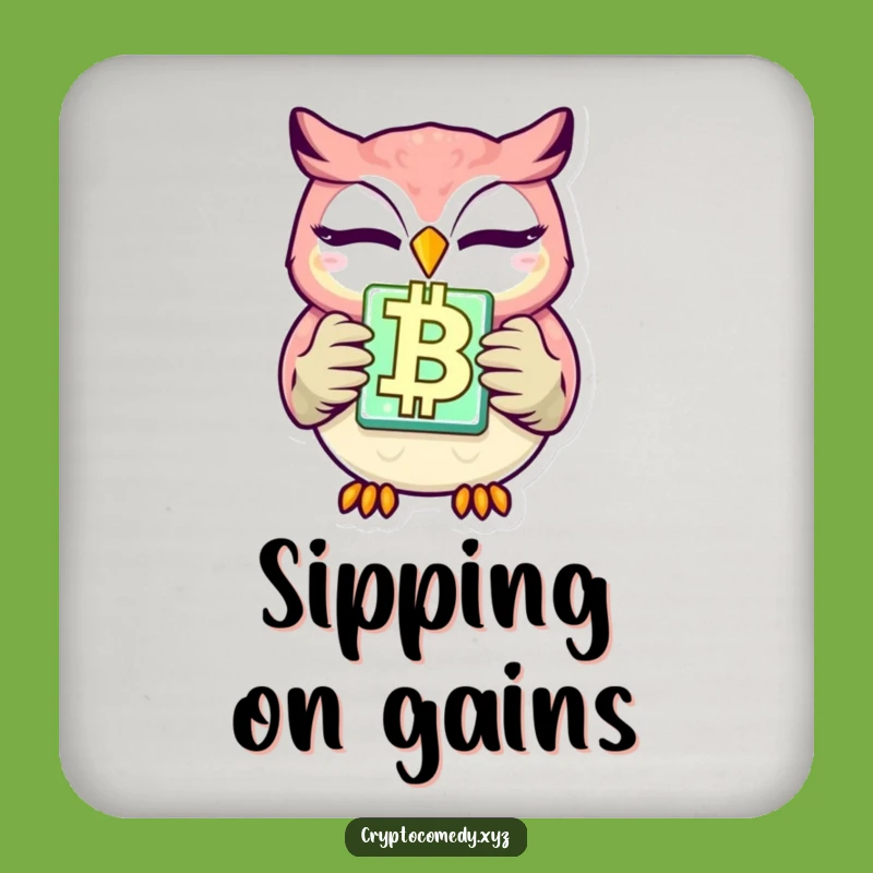Funny Winking Owl Crypto Coaster - Protect Surfaces with Blockchain Humor