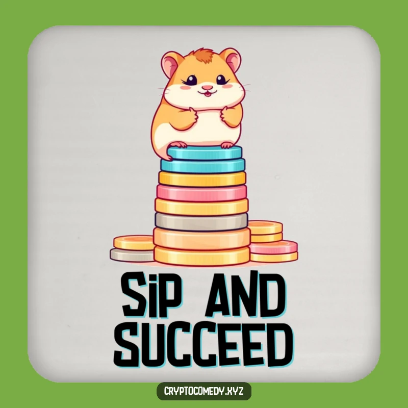 Funny Hamster Coin Coaster - Protect Surfaces with Crypto Humor