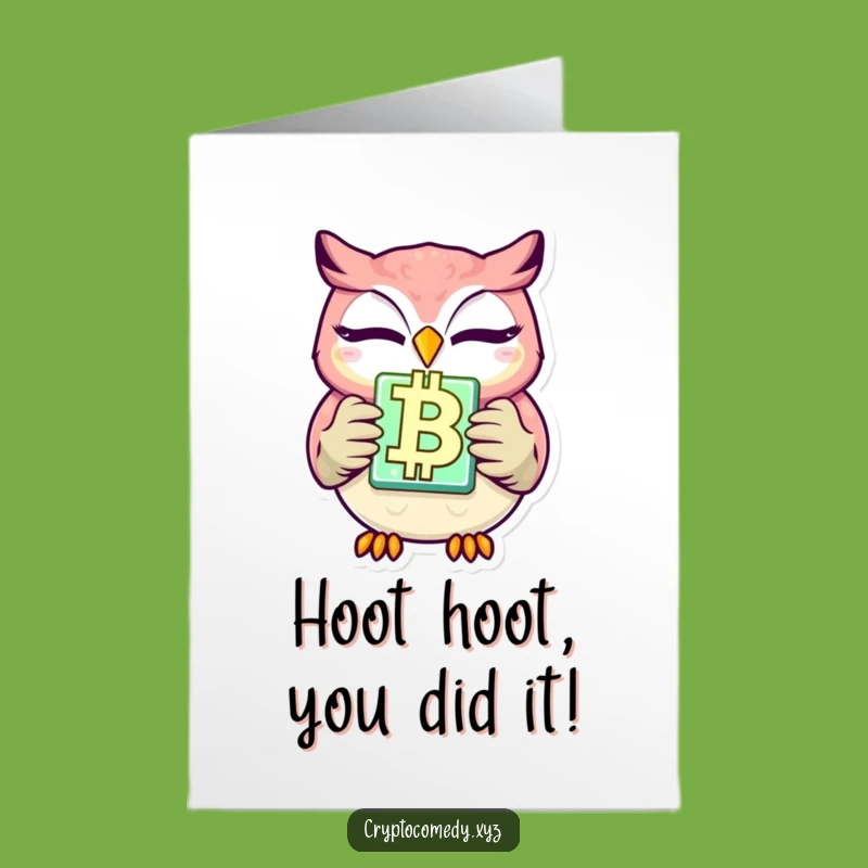 Free Printable Owl Congratulations Card: Funny Blockchain Achievement Downloadable Gift